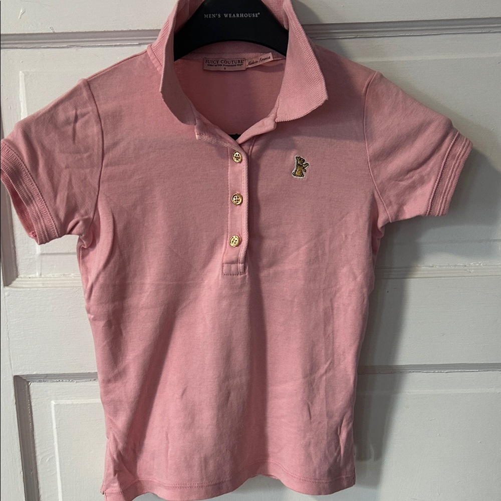 Juicy Couture Pink Kids Polo Shirt with Gold Accents